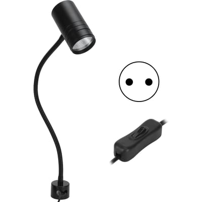 12W LED Werklamp Flexibele Zwanenhals Naaimachinelamp Magnetische Voet Machinegereedschapslamp EU-stekker black