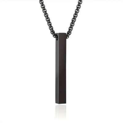 Bovista Ketting - Heren - Staal - Nep zilver - Met Hanger - Zwart