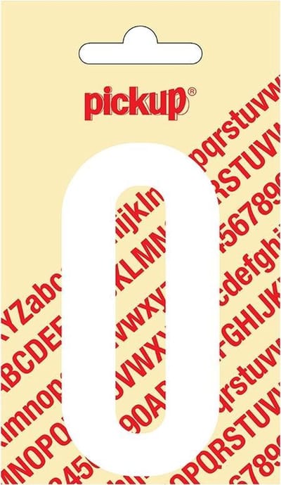 Pickup plakcijfer Nobel 90 mm wit 0 - 310120900