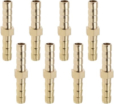 SPHProducts - Slangverbinders - 6 mm Koppelingen - Corrosiebestendig Messing - Goud - Aansluitingen voor Lucht- Water- en Brandstofleidingen - 8 stuks