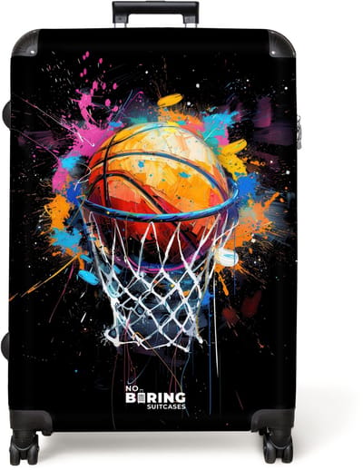 NoBoringSuitcases.com® - Koffer groot - Reiskoffer lichtgewicht - Basketbal met graffiti - Rolkoffer met 4 wielen - Grote trolley XL - 98 liter bagage