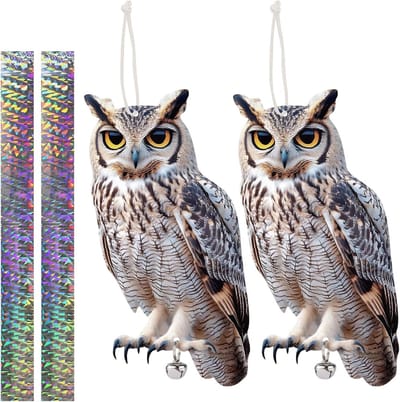 Effectieve 2PCS Uil Vogelafschrikkers van Plat Papier voor Tuinen met Reflecterende Tape - Bescherming tegen Duiven, Eekhoorns en Meeuwen
