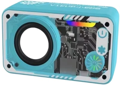 Fivesquare SteelCannon RGB Speaker V1 – Mini Bluetooth Speaker met Transparant Industrieel Design, 5W Bass & RGB Ambient Licht