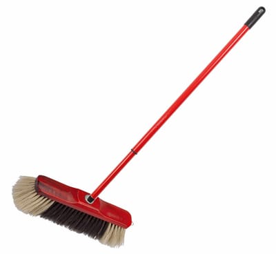 Binnenbezem - hout / metaal - rood - met telescoopsteel - verstelbaar 80 - 130 cm - zachte haren