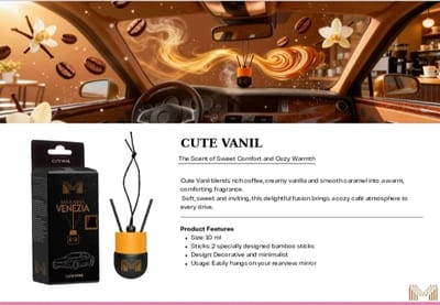 Maxxima Venezia AutoParfum - Cute Vanil - Geurstokjes voor Auto - Koffie & Vanille - 10 ml