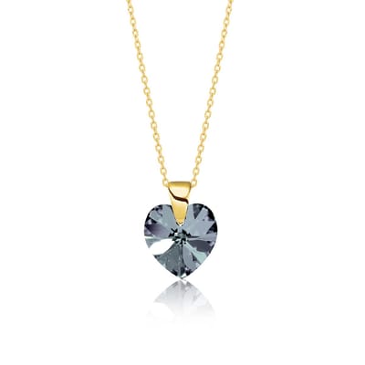 Montebello Ketting Amy HZ76 - Swarovski Hart - 925 Zilver Verguld - Ø10mm - 45cm