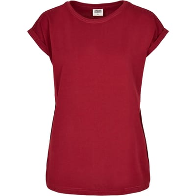 Urban Classics - Organic Extended Shoulder Dames T-shirt - XS - Bordeaux rood