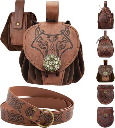 Medieval Faux Leather Belt Bag voor Hippie Stijl Kostuums voor Vrouwen en Mannen - Perfect voor Viking en Renaissance Rollenspellen