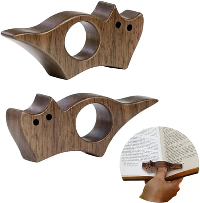 Dailygoods - Boekenlegger van walnotenhout, pootjes-van-de-kat ontwerp, 7,4 cm x 4,5 cm, FIGCY
