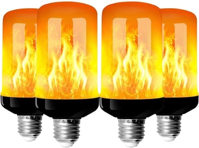 LED-vlamlampen, set van 4 E27 LED-vlam-effectlampen, knipperende LED-lichten, geschikt voor Halloween, Kerst en feesten