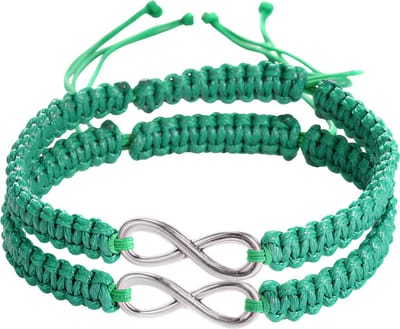 2 Stuks Set Armbanden – Groen – Handgemaakte Gevlochten Touw Armband voor Mannen en Vrouwen – Infinity Liefde en Geluk Vriendschapsarmband – Valentijnsdag Cadeau Sieraden