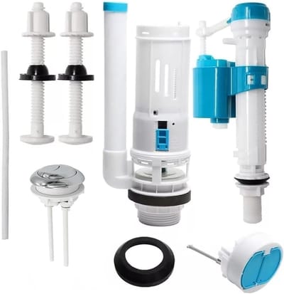 Toilet Spoelsysteem Vervanging - Dubbele Knop - Water Besparen - Verstelbare Spoelklep - 30 cm - Wit