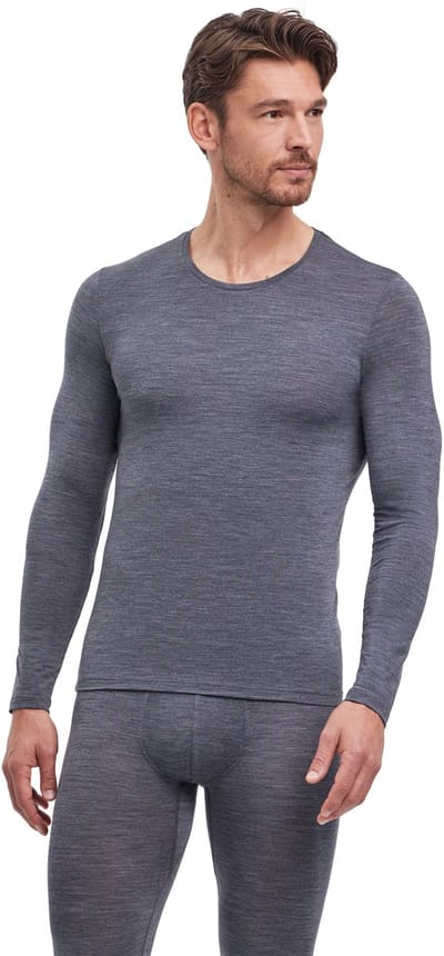 FALKE Daily ClimaWool Crew Neck sneldrogend wol lyocell top van onderlaag heren grijs - maat XXL