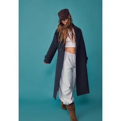 Stradivarius Lange oversized jas met zachte touch  Marineblauw XS