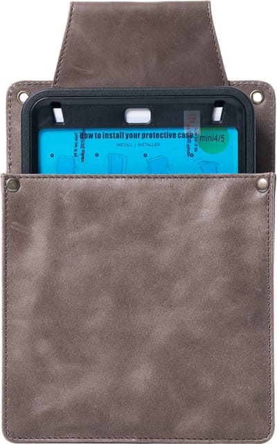 Holster - Horeca - Holster voor Mini Ipad 3/4/5 - Horeca IPad houder - Rundleder - Grijs - Holster kapper - Holster horeca - Holster scharen - Holster riem - Horeca holster - Kelner holster - Horeca houder - iPad houder - Horeca riem
