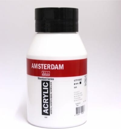 Amsterdam Acrylverf - Witte Acrylverf - 105 Titaanwit - Acrylic Paint - Acrylaatverf – Acrylic Paint – Professionele Dekwitte Hobbyverf - Sneldrogende Verf - 1000ml - Incl. Crea Gift