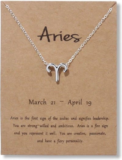 Bixorp Stars Ram / Aries Ketting - Zilverkleurige Ketting op Cadeau Kaartje - Sterrenbeeld / Zodiac Hanger