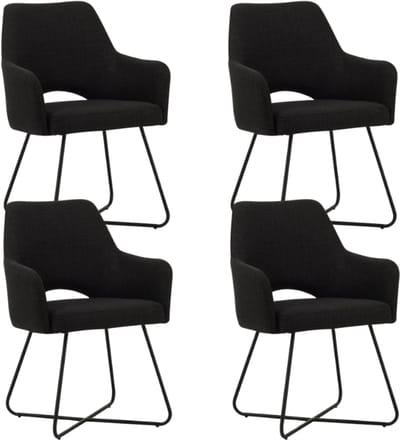 Dimehouse Set van 4 Eetkamerstoelen Suzy Zwart Stof - Met Armleuning - Stof - Modern