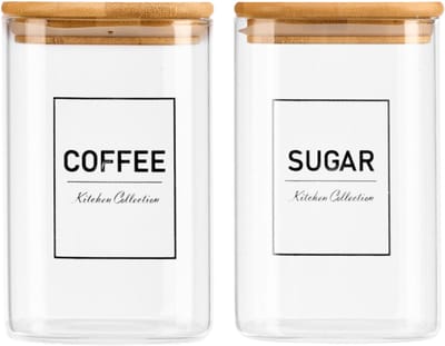 Vivalto Voorraadpot Essentials set - keuken - suiker / koffie - glas - 1,2 L
