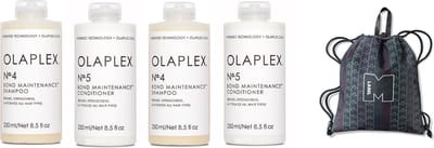 2x Olaplex No.4 Bond Maintainance Shampoo - 250 ml + 2 x Olaplex No.5 Bond Maintenance Conditioner 250 ml + Gratis Label M Tas