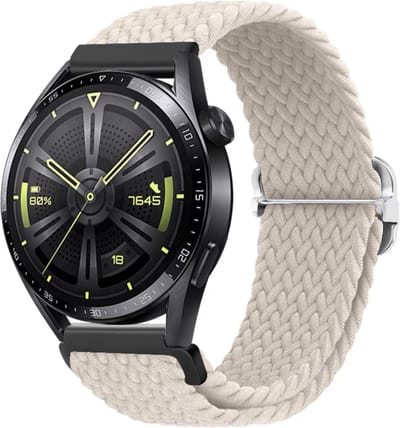 Stravo Nylon Stretch bandje 20mm - Starlight Horlogebandje geschikt voor Samsung Galaxy Watch 7 / 6 / 5 / Pro / 4 / 3 / Active 2 - Garmin Approach / Forerunner / Venu 2 Plus / SQ / Vivomove - Polar Ignite / Unite