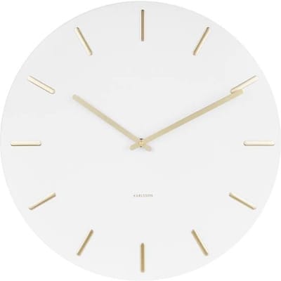 Karlsson Wandklok Charm - Wit Staal met gouden wijzers - Ø45cm - Wandklok Scandinavisch