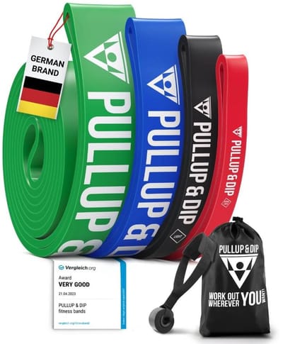 PULLUP & DIP Pro - Weerstandsbanden Set - Verschillende Weerstandsniveaus - 100% Natuurlijk Latex - Inclusief Opbergtas
