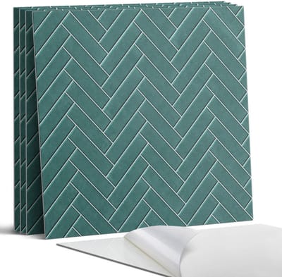 Coloray Wandpanelen Zelfklevend - Visgraatpatroon Zelfklevende Wandpanelen - 50 cm x 50 cm - Turkoois Wandpaneel PVC - 5 stuks - Texturen Wandpanelen Zelfklevend - Wandbord Keuken - Wandpaneel Badkamer