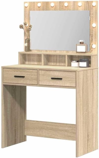 Moderne kaptafel - Dressoir tafel meubel - Make-up aanbrengen - Ingebouwde LED-verlichting - 79 x 41 x 135 cm