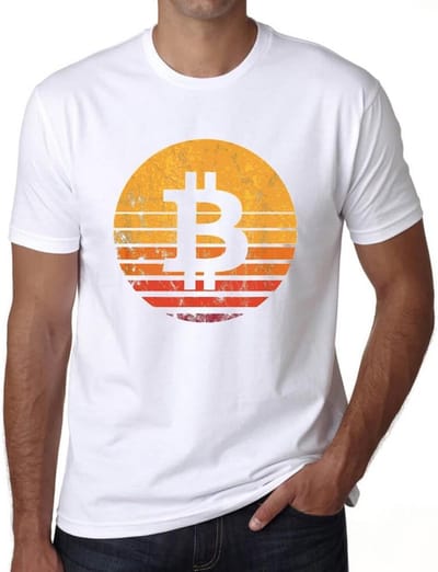 Heren Grafisch T-Shirt Vintage Sunset Cryptocurrency Humoristisch Design Korte Mouwen
