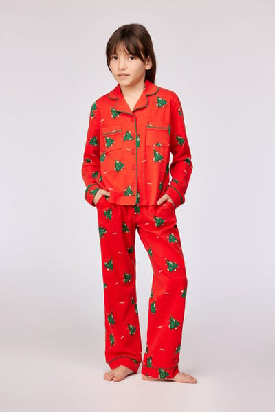 Woody pyjama meisjes - kerst - rood - 253-18-CPB-Z/995 - maat 176
