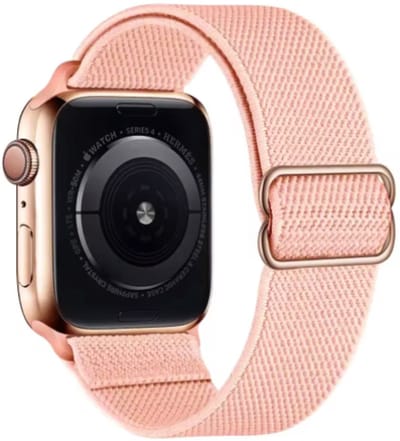 MY PROTECT - Nylon Bandje - Geschikt Voor Apple Watch Bandje - Series 1/2/3/4/5/6/7/8/9/10/11/SE - 38mm - 40mm - 41mm - 42mm - Nylon band - Pink Sand