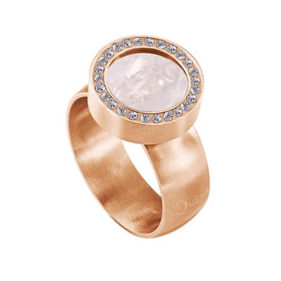 Quiges RVS Schroefsysteem Ring met Zirkonia Rosékleurig Mat 16mm met Verwisselbare Kwarts Roze 12mm Mini Munt