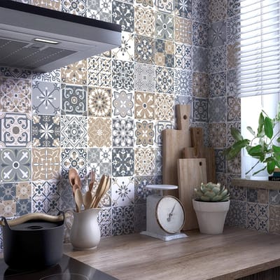 Zelfklevende tegelmuurstickers voor keuken en badkamer - 30 Chifina Azulejo tegelstickers - 30 stickers 20x20cm