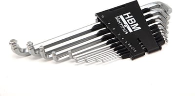HBM Profi 9-delige Metrische Lange Inbussleutel Set 200 mm met Extra Korte Kop