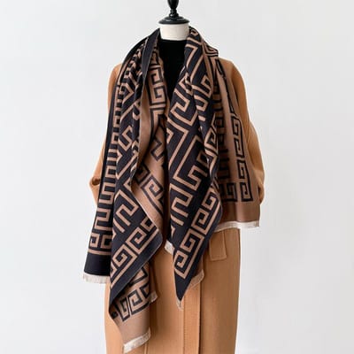 Dernier Design Hiver Écharpes Jacquard Cachemire Double Face Haute Qualité Femmes Épaisses Enveloppantes Châle Dames Laine Écharpe Pashmina black