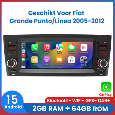 Awesafe 6.86 Inch Autoradio - Geschikt Voor Fiat Grande Punto/Linea 2005 t/m 2012 - Draadloos Apple CarPlay & Android Auto - 2GB+64GB - Android 15.0 Systeem - Bluetooth & Wifi - GPS Navigatie - Radio Scherm - 2005 2006 2007 2008 2009 2010 2011 2012