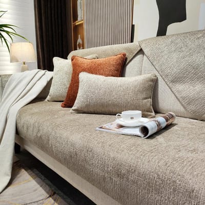 Licht Luxe Chenille Bankovertrek voor Woonkamer Effen Kleur Bankkussen L-Vormige Bankovertrek Antislip Bankleuning Armleuning 70x70cm 1pcs