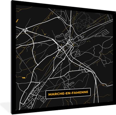 Fotolijst incl. Poster - Goud - Stadskaart - Marche-en-Famenne - Kaart - Plattegrond - 40x40 cm - Posterlijst