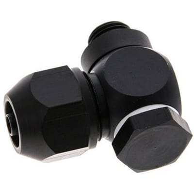 7x4mm & G1/8'' Aluminium L-Vorm Knelfitting Buitendraad 10bar Kunststof en Polyamide