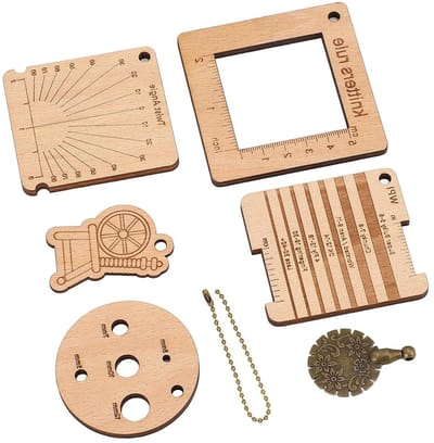 Breien Meetset - Hout Knutselen - Handwerk Projecten - Uitgebreide 7-delige Kit - Diverse Maten - Houtkleur