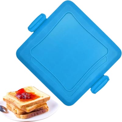Sandwichmaker Grill - Tosti Apparaat Broodrooster - Ontbijt Maken - Rookloos Anti-aanbak - 16x14x3 cm - Blauw
