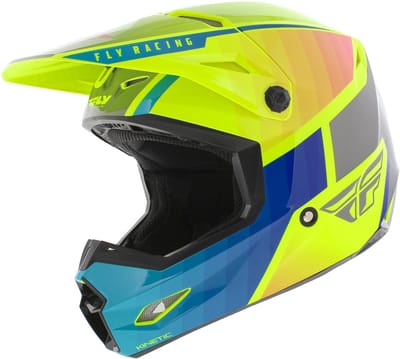 FLY Racing Kinetic Drift Blauw Hi-Vis Charcoal Crosshelm - Maat 2XL - Helm