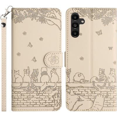 Comfycase Samsung S23 FE Bookcase Hoesje Katten Abrikoos