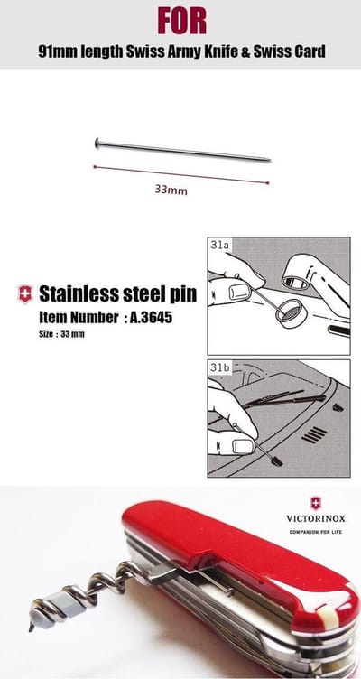 Victorinox Stainless Steel Pin Replacement For 91mm Swiss Army