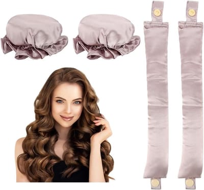 Curls Zonder Hitte: 2 Stuks Heat-Free Krulbanden voor Nachtelijke DIY Styling van Kort en Lang Haar in Paars