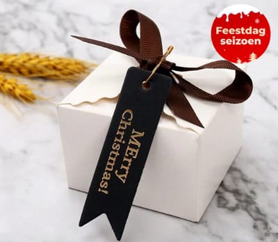 Kerstlabels - Merry Christmas incl. touw - Zwart | Karton - Cadeaulabels - Label - Kerst | Cadeau - Gift Tag - Leuk verpakt - Geschenk - Kado - Versiering - Kerstpakket | DH collection