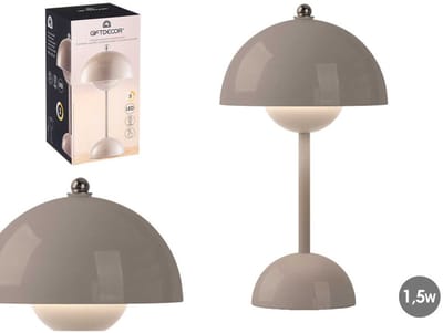 Oplaadbare Tafellamp - LED Nachtlamp - Retro Paddenstoel Lamp - Draadloze Sfeerlamp 1,5W - Lichtgrijs - Bedlamp Bureau Lamp en Decoratieve Nachtverlichting