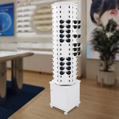 Glazen Displaystandaard - Brillenhouder Organisator - Winkelpresentatie - 360 Graden Rotatie - 102 Brillen - Wit