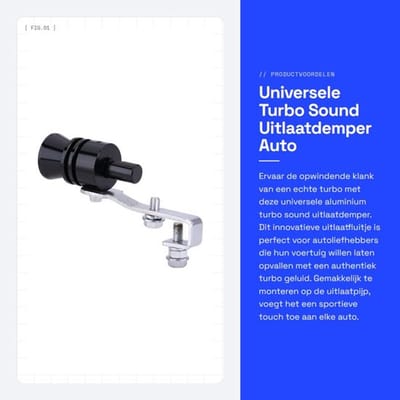 Uitlaatdemper Universeel - Aluminium - Turbo Sound - Blower/Simulator - Compact - Duurzaam Materiaal - Uitlaatfluitje